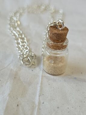 "Treasure In The Sand" 2.4mm Diamond & Sand Bottle Pendant Necklace Handmade